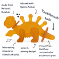 Load image into Gallery viewer, Dibly Amber - Baltic Amber & Natural Rubber Dinosaur Teether with Toothbrush Tail
