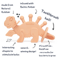 Load image into Gallery viewer, Dibly - Pink - Baltic Amber & Natural Rubber Dinosaur Teether with Toothbrush Tail