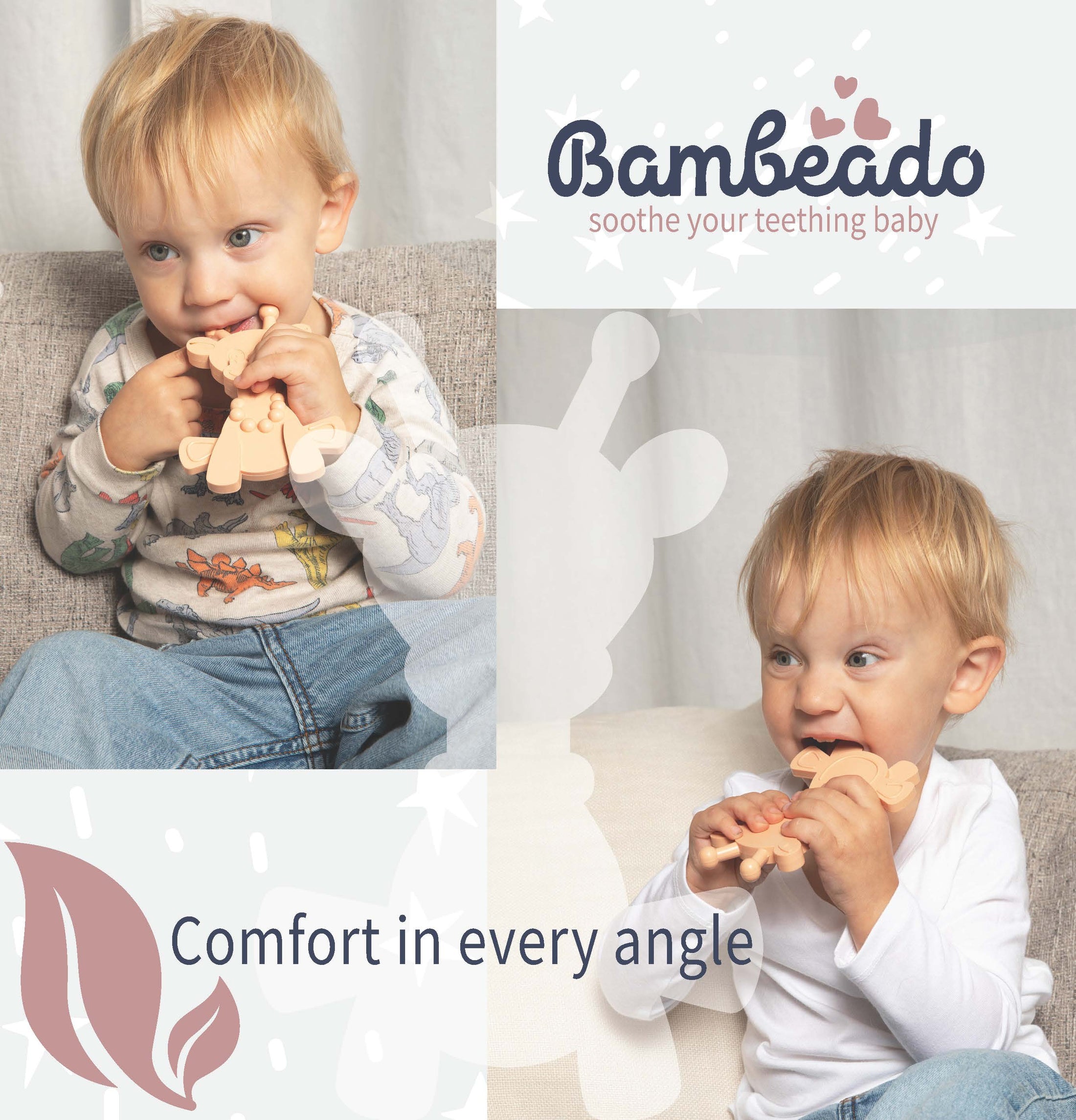 The Little Bamber - Juguete para la dentición de caucho natural y ámbar báltico
