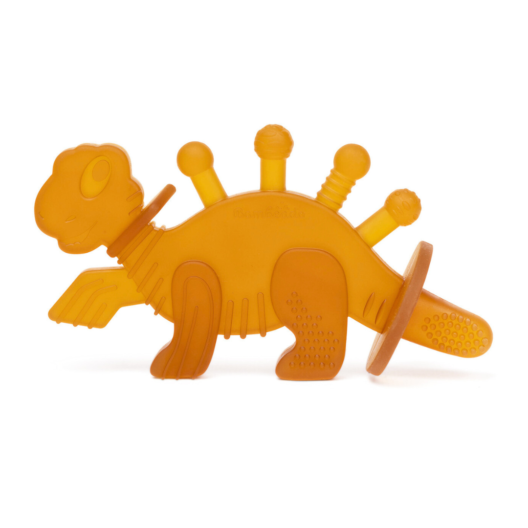 Dibly Amber - Baltic Amber & Natural Rubber Dinosaur Teether with Toothbrush Tail