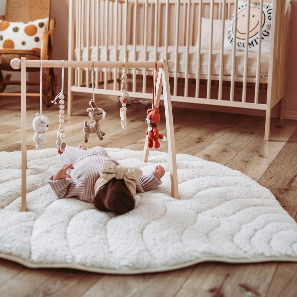 Leaf Shaped Sherpa & Cotton Baby Playmat - Pearl